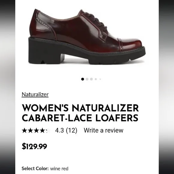 Wide Naturalizer Cabaret Lace Loafer Lug Platform Wine Burgundy Shoe Women 8.5 - Picture 8 of 15
